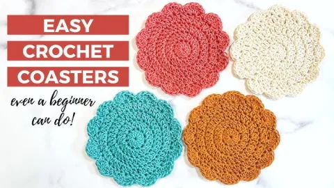 Crochet Coasters with Colorful Yarns