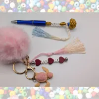 example of beaded keychain and pen