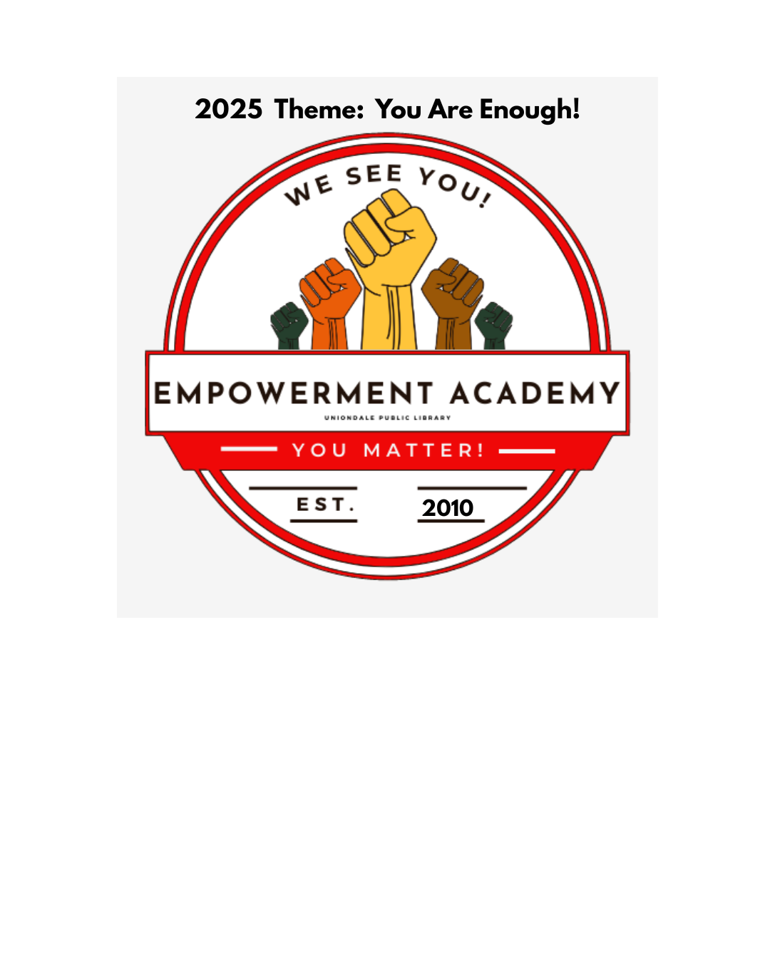 logo for the Empowerment Academy featuring powerfists