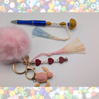 example of beaded keychain and pen